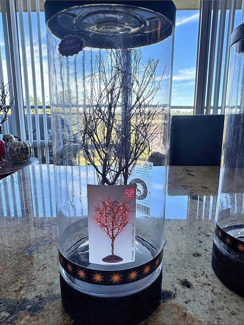 Lemax Dry Tree With Orange Lights Holiday Decor